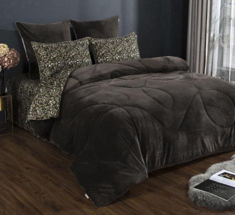 Постельное белье с одеялом "Kazanov.A." Лансер (трюфель жемчуг) Велюр/Egypt Cotton, Евро