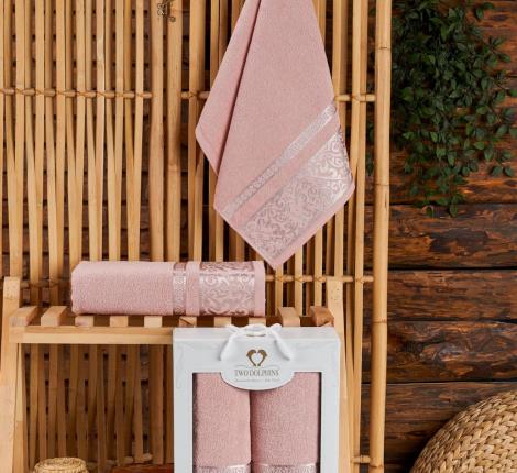 Комплект махровых полотенец "TWO DOLPHINS" (50x90/70х140) 2 шт. KALIMNOS, пудра