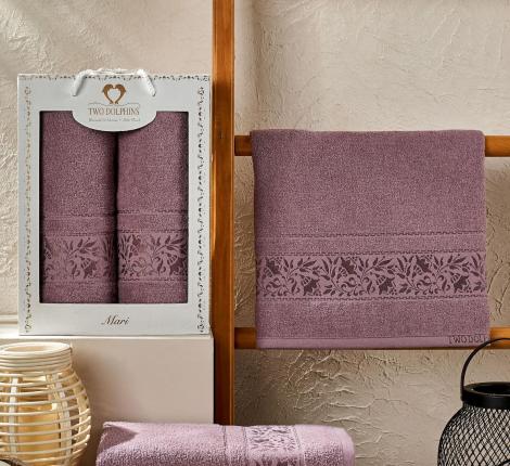 Комплект махровых полотенец "TWO DOLPHINS" (50x90/70х140) 2 шт. MARI, баклажан