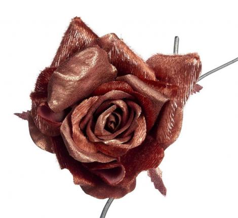 Ёлочная игрушка вельветовая "РОЗА" на клипсе, диаметр 13 см