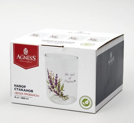 Набор стаканов 4 штуки "ДУША ПРОВАНСА", 360 мл