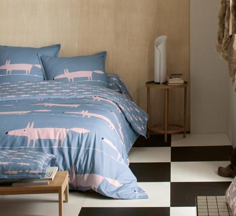 Постельное бельё "Blanc des Vosges" MR FOX denim (синий) перкаль, 1.5 спальный