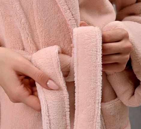 Халат женский трига с капюшоном "AMBIELLA A-1215" персиковый, 2XL