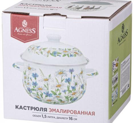 Кастрюля эмалированная с крышкой "FAMILY FARM", 1.5 л