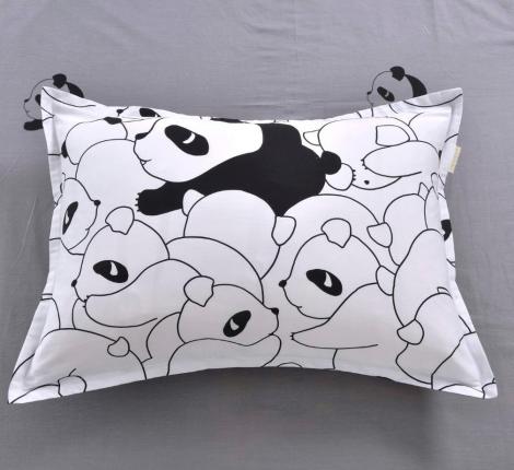 Постельное белье "Sofi de Marko" Панда (белый) Сатин, Евро