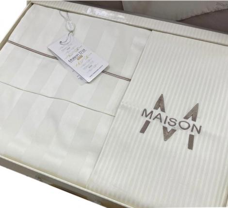 Постельное бельё "Maison D'or" ELEGANCE Страйп-сатин Евро, кремовый/бежевый