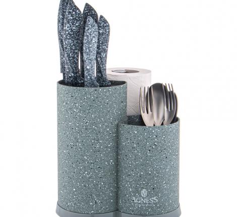 Подставка универсальная для ножей "AGNESS" с держателем для полотенец 911-751, 25*22*16 см