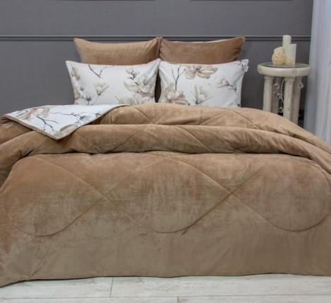 Постельное белье с одеялом "Kazanov.A." Азалия (латте) Велюр/Egypt Cotton, 1,5 спальный