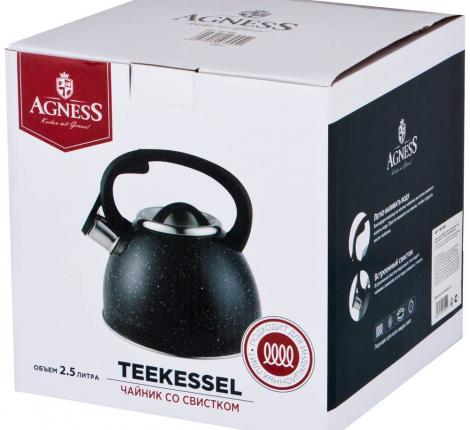 Чайник со свистком "ЧЕРНЫЙ МРАМОР", 2,5 л