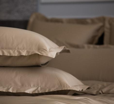 Простыня на резинке "CARAMEL BEIGE ALLURE GRASS" Мако-Сатин, 160х200x40