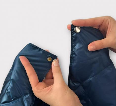 Дорожный плед-пончо пуховый "Travel Cape Plaid Grass" NAVY, 130х170