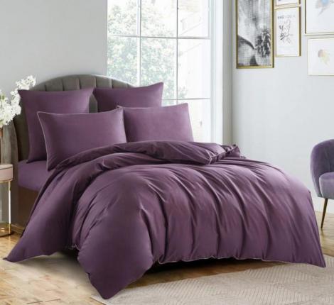 Постельное бельё "KARTEKS" сатин однотонный с кантом HK-10 (фиолетовый), 2 спальный