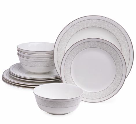 Набор посуды обеденный "GREY LACE" на 4 персоны, 12 предметов