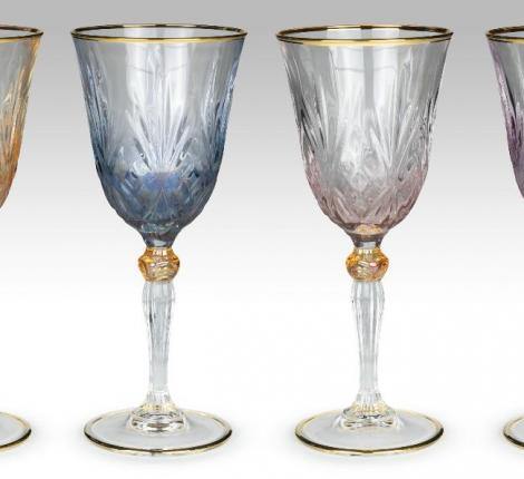 Набор фужеров для шампанского 6 штук "MELODY GOLD STEMWARE" хрусталь, высота 19 см