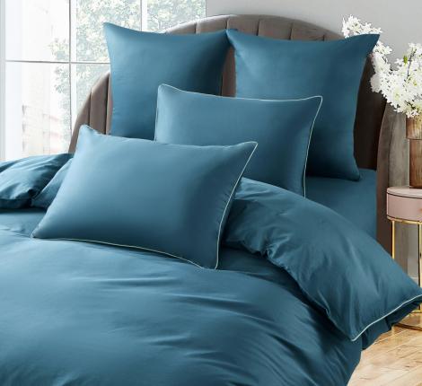 Постельное бельё "KARTEKS" сатин однотонный с кантом HK-07 (тёмно-зелёный), 2 спальный