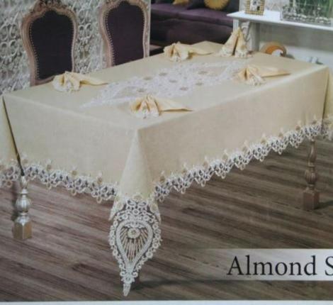 Скатерть EFOR "ALMOND SET" 160х220 с салфетками 8 шт., капучино
