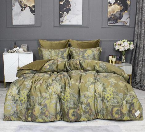 Постельное белье с одеялом "Kazanov.A." Филис (охра олива) Велюр/Egypt Cotton, Евро