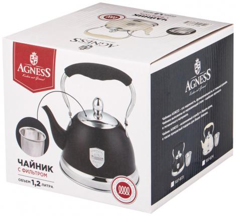 Чайник со свистком и складывающейся ручкой "ТЮДОР", 1,0 л (чёрный)