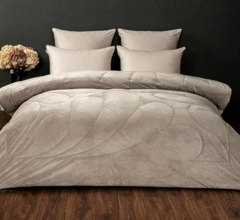 Постельное белье с одеялом "Kazanov.A." Эльба (бежевый графит) Велюр/Egypt Cotton, Семейный