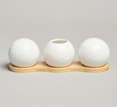 Набор для специй "MUSE", 3 предмета, на деревянной подставке 20*6*6 см