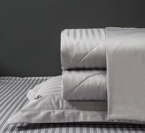 Постельное белье с одеялом "Kazanov.A." Stripe Royal (серебро) Страйп Сатин, Семейный