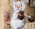 Фартук с пропиткой "СИНИЕ КОТЫ. ЛЮБОВЬ МОЯ" 60х70 см, бежевый