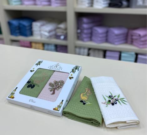 Набор вафельных салфеток "AMBIELLA" ОЛИВА, 40х60-2 шт.