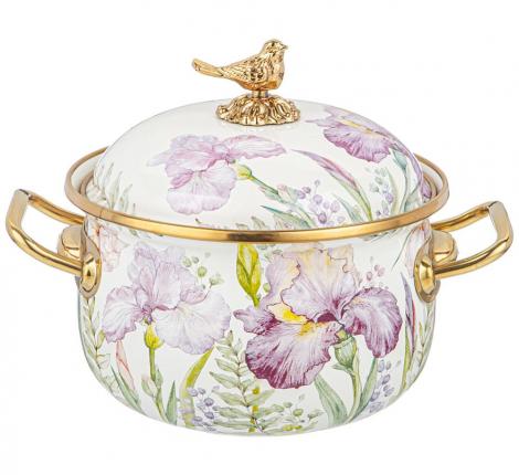 Кастрюля эмалированная с крышкой "IRISES", 2,1 л