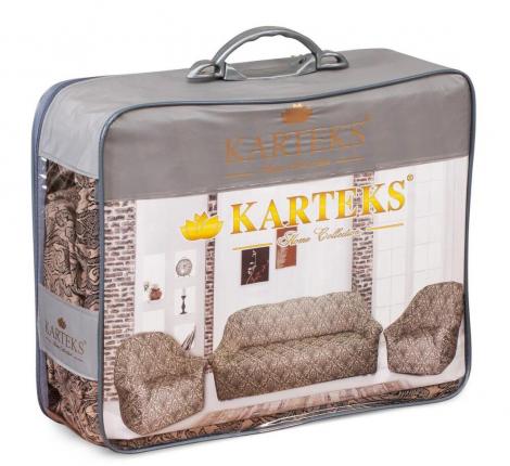Комплект чехлов на 3-х местный угловой диван и кресло Karteks "Стандарт" 014-04, серый