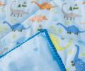 Постельное белье детское с одеялом &quot;Sofi de Marko&quot; Динозаврики (голубой) Сатин, 1,5 спальный