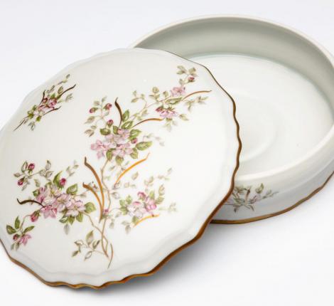 Шкатулка круглая VALERIE1 "ANEMONE" диаметр 16 см , лиможский фарфор