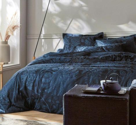 Постельное бельё "Blanc des Vosges" PALMYRE BLEU NUIT (синий) сатин-жаккард, Евро