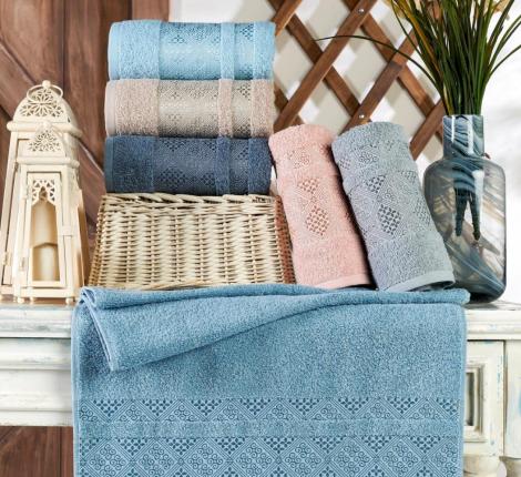 Набор махровых полотенец "TWO DOLPHINS" жаккард 70х140 (1/6 ) A183 DESTAN