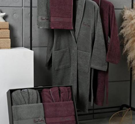 Набор "PIERRE CARDIN HOME" (2 халата, 2 полотенца 50х90), сирень-серый