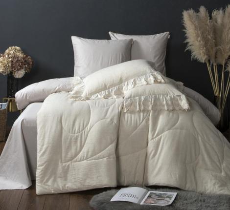 Постельное белье с одеялом "Kazanov.A." Solid Linen Satin (натуральный бежевый) Сатин, Евро
