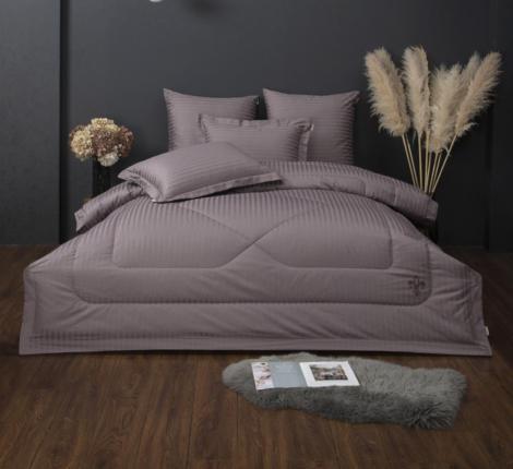 Постельное белье с одеялом "Kazanov.A." Stripe Royal (капучино) Страйп Сатин, Семейный