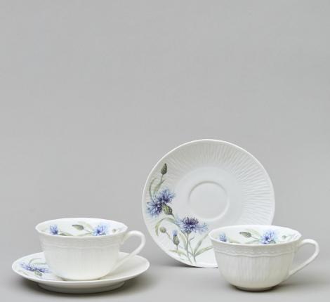 Чайный набор "ВАСИЛЬКИ" на 2 персоны, 4 предмета (330 мл)