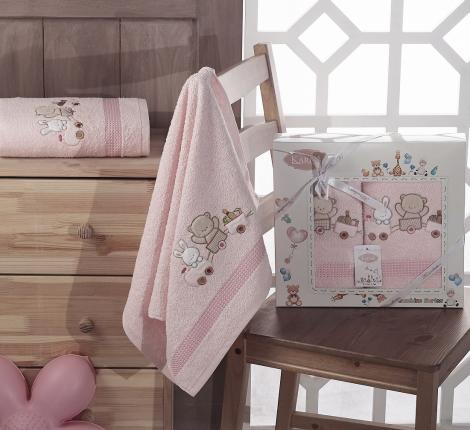 Комплект полотенец &quot;KARNA&quot; детский BAMBINO-TRAIN 50x70-70х120 см , Розовый