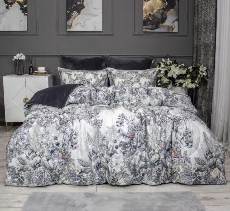 Постельное белье с одеялом "Kazanov.A." Фаворит (графит жемчуг) Велюр/Egypt Cotton, Семейный