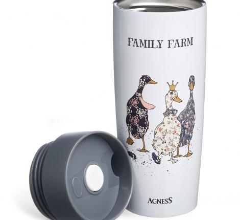 Термокружка с кнопкой-стоппером "FAMILY FARM", 360 мл