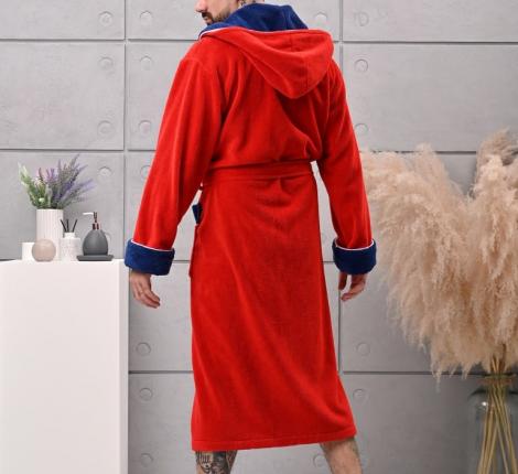 Халат мужской трига с капюшоном "AMBIELLA A-1125" красный, 2XL