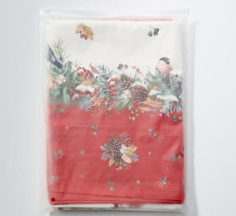 Скатерть с пропиткой "МОРОЗКО.СНЕГИРИ" 140х400 см, красный