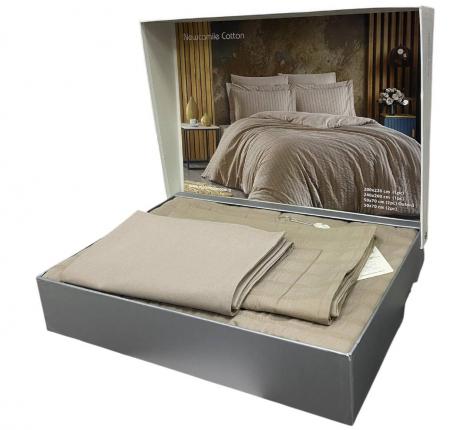 Постельное бельё "Maison D'or" NEW CAMILLE Жатый сатин Евро, тёмно-бежевый