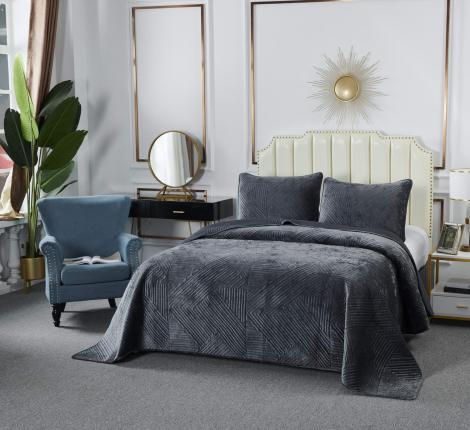 Покрывало "Sofi de Marko" Патрисия (антрацит 1) Велюр, 160х220