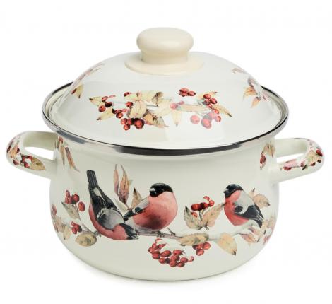Кастрюля эмалированная с крышкой "СНЕГИРИ" 934-746, 2.0 л