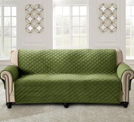 Покрывало "Karteks" на диван 180х210 с подлокотниками 50х70 (2шт) Ромбы, зеленый