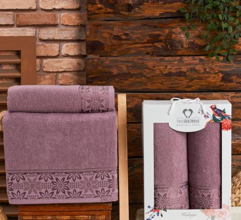 Комплект махровых полотенец "TWO DOLPHINS" (50x90/70х140) 2 шт. KALUGA, баклажан