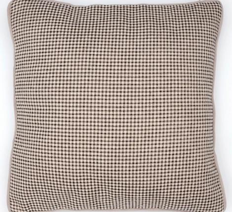 Подушка декоративная "CUBE" 40х40, кремово-черная клетка (кант бежевый)