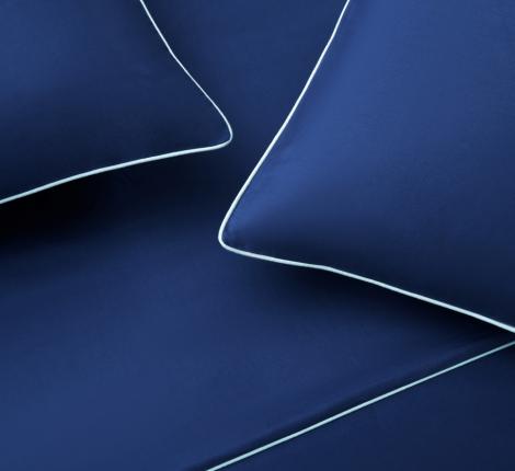 Постельное бельё "KARTEKS" сатин однотонный с кантом HK-09 (тёмно-синий), Евро