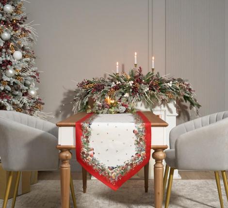 Дорожка с пропиткой "МОРОЗКО.СНЕГИРИ "45х215 см, красный